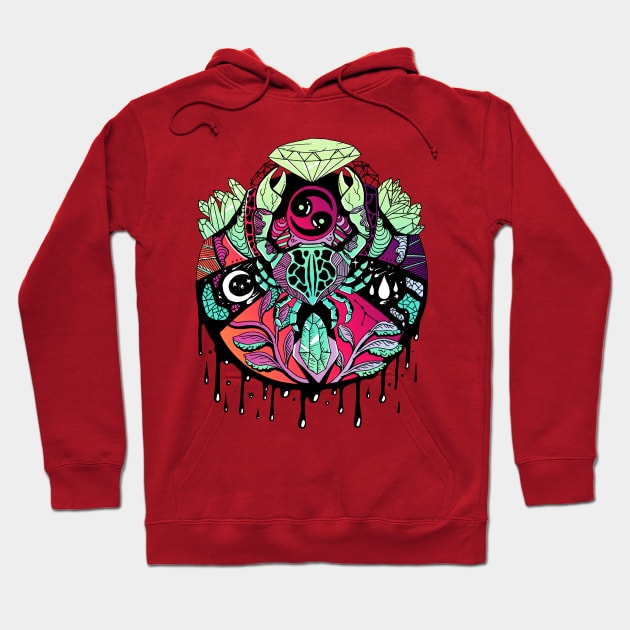 Red Blue Blend Mystic Cancer Zodiac Hoodie by kenallouis